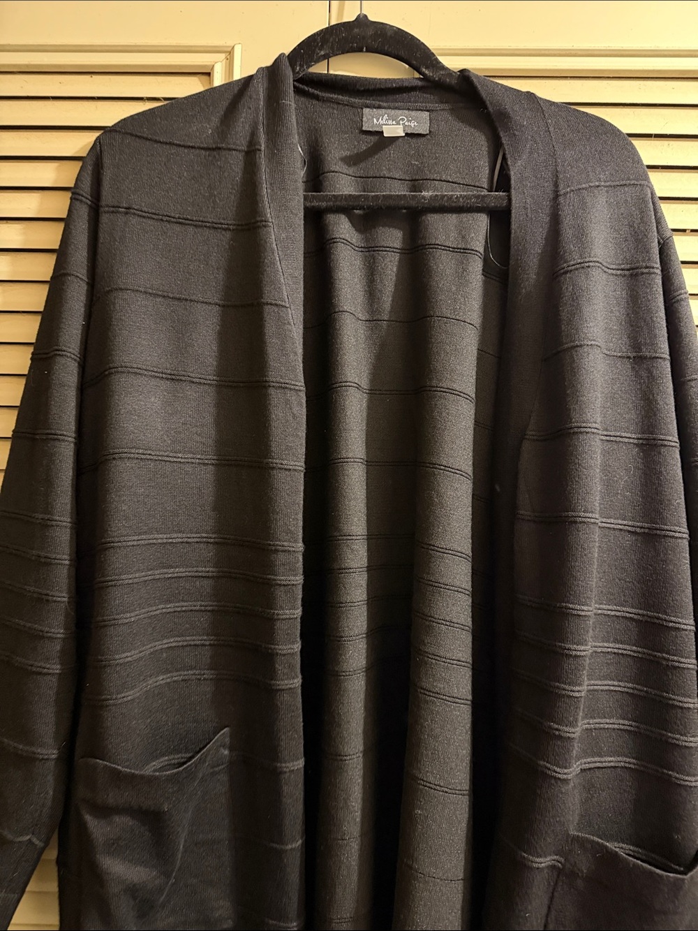 Melissa Paige Black Open-Front Ribbed Cardigan